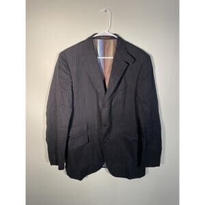 Etro Milano Men Blue Pinstripe Wool Blend Sport Coat Blazer Jacket US 44L EU 54L